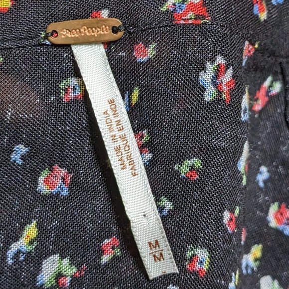 Free People Black with Red and Pink Delicate Floral Patterned Maxi Dress - Picture 11 of 15